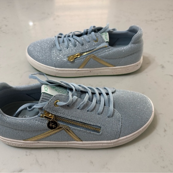 Koolaburra Glittery Blue Sneakers with Gold Accents - Picture 9 of 13